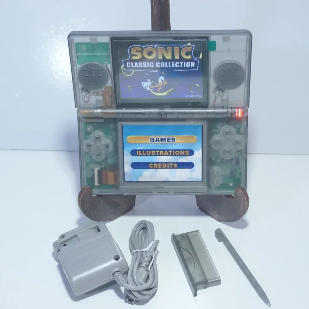 Nintendo DS Lite Transparent Clear Smokey Black Handheld System with Charger